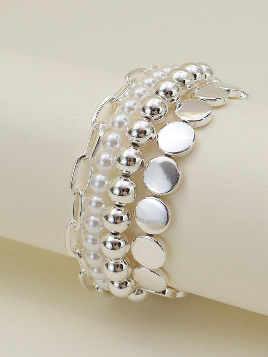 CB2166 Multi Pearl Chain Bracelet Set